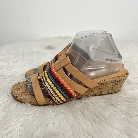 Donald J Pliner Rainbow Striped DARA Cork Wedge Sandal, Multi-Color Size 9M - Picture 1 of 10